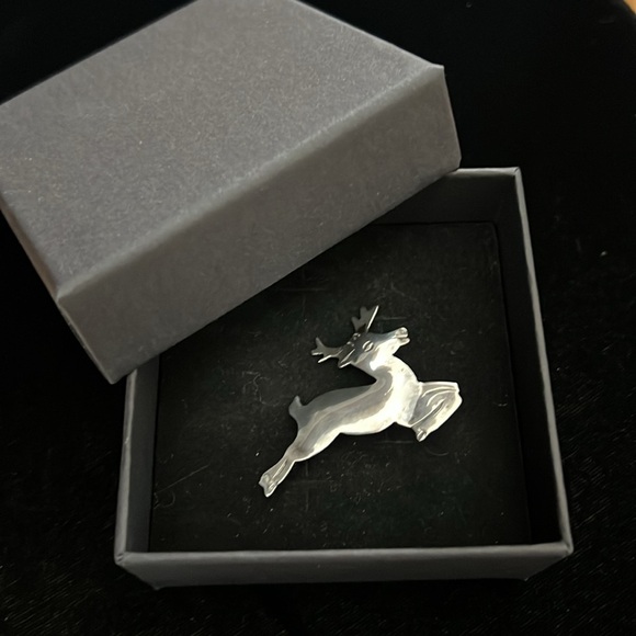 Taxco Mexico Sterling Silver Reindeer Brooch Cute Christmas Pin Vintage Mexican - Picture 2 of 8